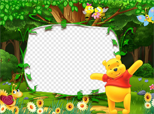 تصویر بدون زمینه قاب و فریم با طرح کودکانه کارتون pooh با پسوند png