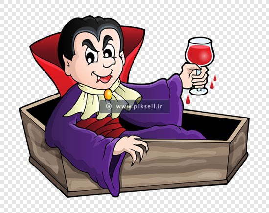 تصویر دوربری شده کاراکتر کارتونی مرگ ، تابوت و جام خون
