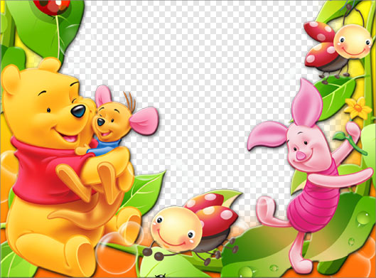 تصویر دوربری شده ترانسپرنت قاب و فریم با طرح کاراکترهای کارتونی pooh