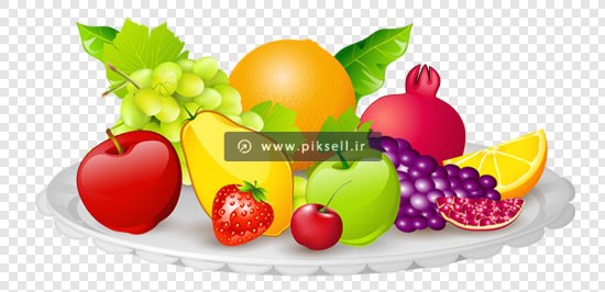 فایل ترانسپرنت و دوربری شده کارتونی سینی با میوه های مختلف