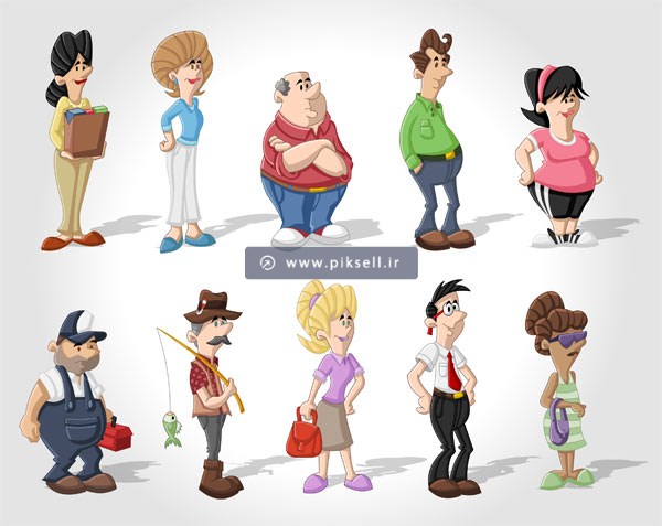 فایل وکتور لایه باز مجموعه کاراکترهای متنوع افراد