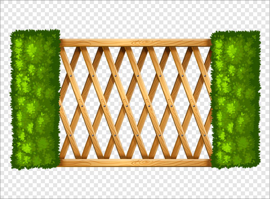 فایل png نرده های چوبی و شمشاد بصورت دوربری شده