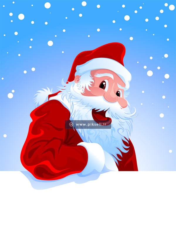 وکتور کاراکتر کارتونی بابانوئل با لباس قرمز
