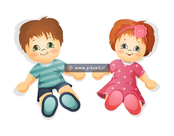 فایل گرافیکی لایه باز با طرح عروسکهای دختر و پسر