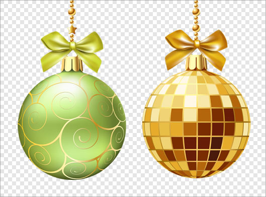 فایل Png گوی های تزئینی طلایی و سبز