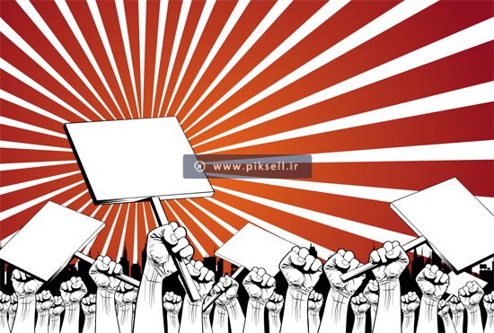 دانلود وکتور لایه باز با طرح پس زمینه تظاهرات و شعار دادن