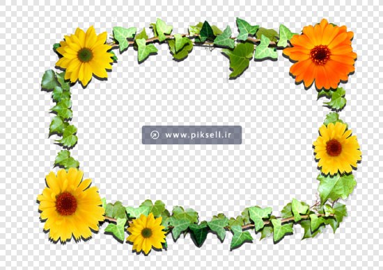 فایل png فریم و قاب با طرح گلهای زیبا و برگ