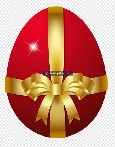 فایل png تخم مرغ قرمز و روبان طلایی