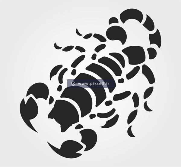 وکتور لایه باز طرح سیاه و سفید عقرب