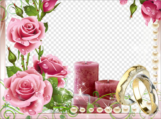 فایل png دوربری شده فریم و قاب با طرح گلهای رز