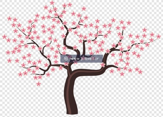 فایل png درخت با شکوفه های صورتی رنگ