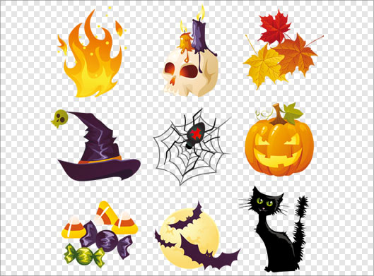 فایل png بدون زمینه المان های هالووین بصورت ترانسپرنت