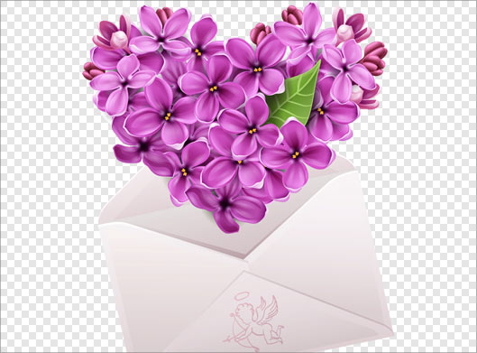 دانلود فایل png دوربری شده پاکت نامه با گل های یاس