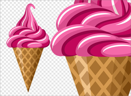 فایل png بستنی قیفی با طعم توت فرنگی