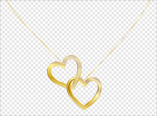 فایل png آویز یا گردنبند طلایی قلبی شکل
