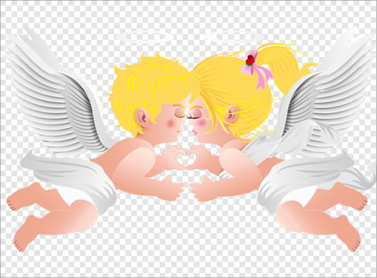 فایل دوربری شده دختر و پسر کارتونی در نقش فرشته با پسوند png