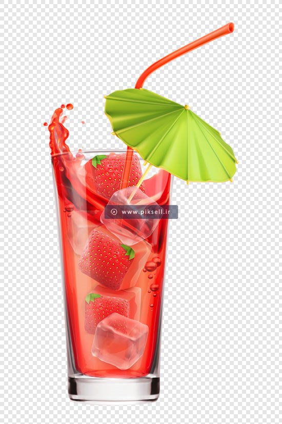 دانلود فایل png با طرح لیوان نوشیدنی توت فرنگی