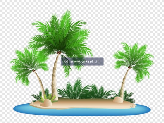 فایل png جزیره با درخت های نارگیل بصورت ترانسپرنت