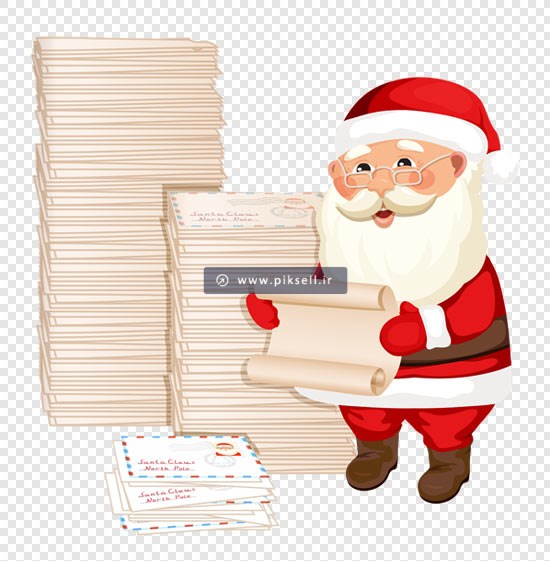 دانلود فایل png کاراکتر کارتونی بابانوئل و نامه های مختلف