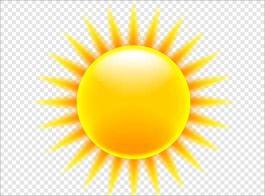 فایل Png بدون زمینه خورشید تابان زرد رنگ