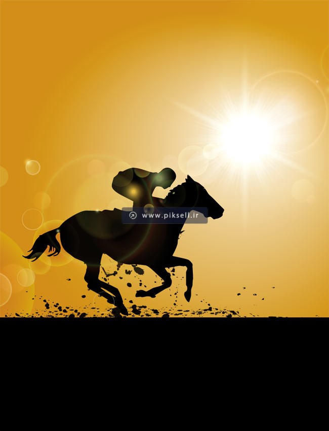 وکتور لایه باز کارتونی با طرح مرد و اسب (مسابقات اسب دوانی)