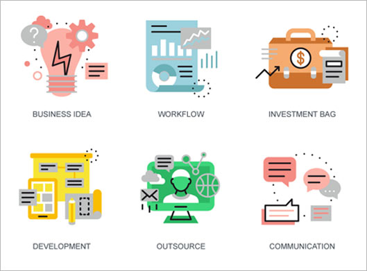 آیکون های لایه باز رنگی با موضوع Management و مدیریت