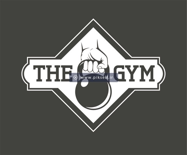 وکتور لوگو با طرح بلندکردن وزنه مناسب برای Gym