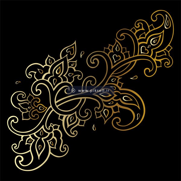 فایل لایه باز طرح خطی ترنج و بته جقه