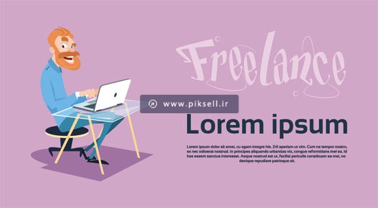 وکتور بنر کارتونی با طرح فریلنسر با پسوندهای eps و ai