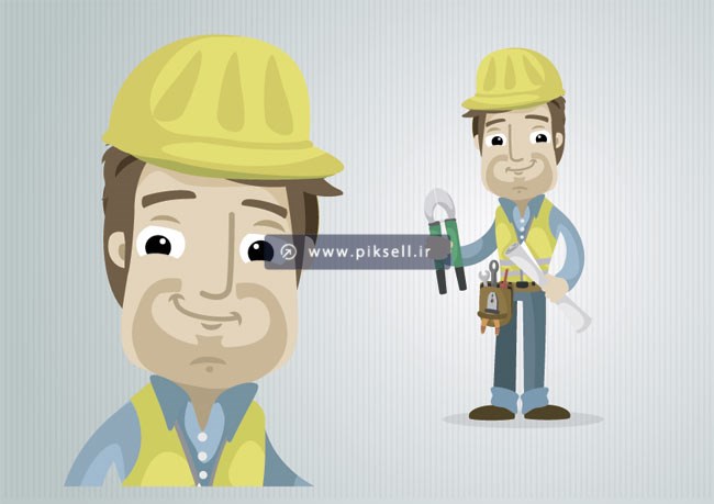 وکتور کاراکتر کارتونی مرد تعمیرکار (مهندس برق)