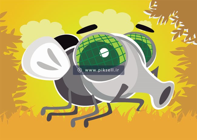 وکتور گرافیکی و کارتونی با طرح مگس در حال پرواز