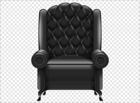 فایل png مبل و کاناپه سیاه چرمی بصورت ترانسپرنت