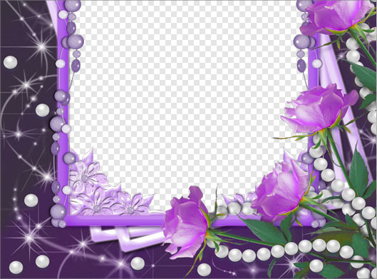 دانلود فایل PNG فریم و قاب لوکس با گلهای بنفش