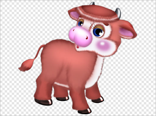 فایل دوربری شده کارتونی گاو قهوه ای با پسوند png