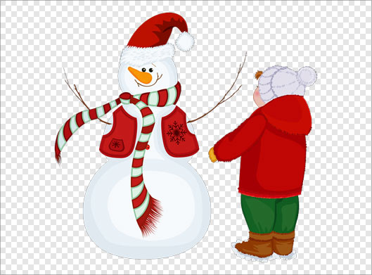 دانلود فایل png گرافیکی و کارتونی پسر بچه و آدم برفی