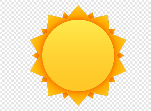 دانلود فایل png دوربری شده خورشید زرد گرافیکی
