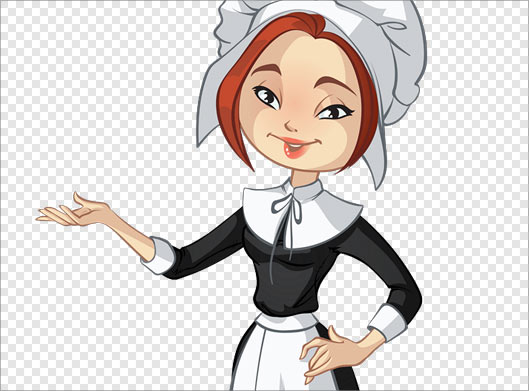 فایل png کاراکتر کارتونی دختر خدمتکار بصورت دوربری شده