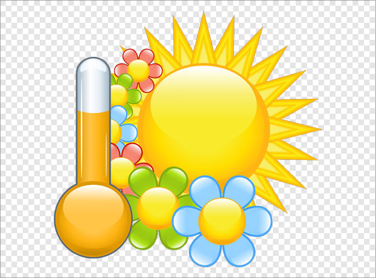 دانلود فایل png خورشید ، گل و دماسنج