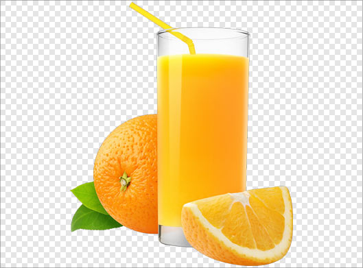 فایل png پرتقال و آب پرتقال در لیوان بصورت دوربری شده