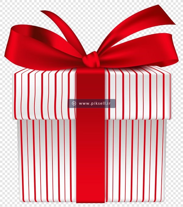فایل png دوربری شده جعبه کادو و هدیه با روبان قرمز