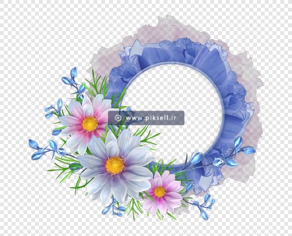 فایل دوربری شده قاب دایره ای با گلهای زیبا با پسوند png