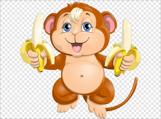فایل png دوربری شده میمون قهوه ای و موز بصورت ترانسپرنت