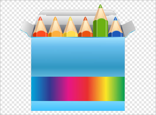 فایل png جعبه مدادرنگی کارتونی و گرافیکی