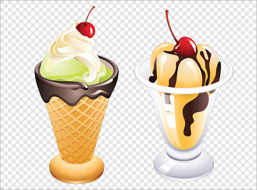 فایل png بستنی های قیفی و لیوانی بصورت دوربری شده