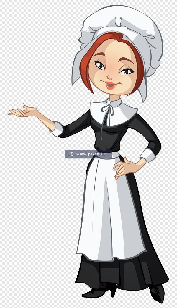 فایل png کاراکتر کارتونی دختر خدمتکار بصورت دوربری شده