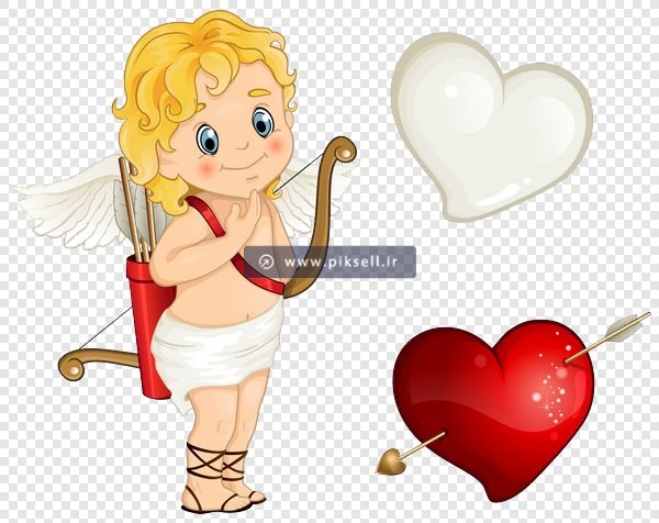 فایل PNG کاراکتر کارتونی پسربچه فرشته و قلب