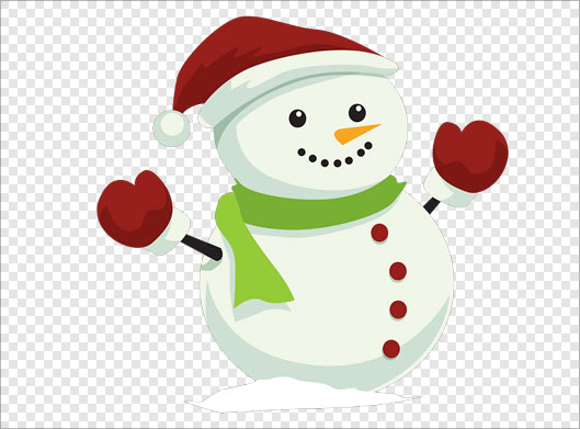 دانلود فایل png دوربری شده کاراکتر گرافیکی آدم برفی با کلاه و دستکش