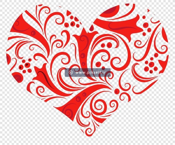 فایل png دوربری شده قلب با المان های تزئینی