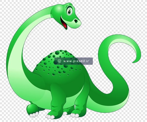 فایل png دوربری شده دایناسور سبز بصورت کارتونی