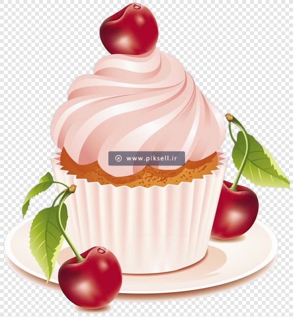 فایل png کاپ کیک و گیلاس یا آلبالو